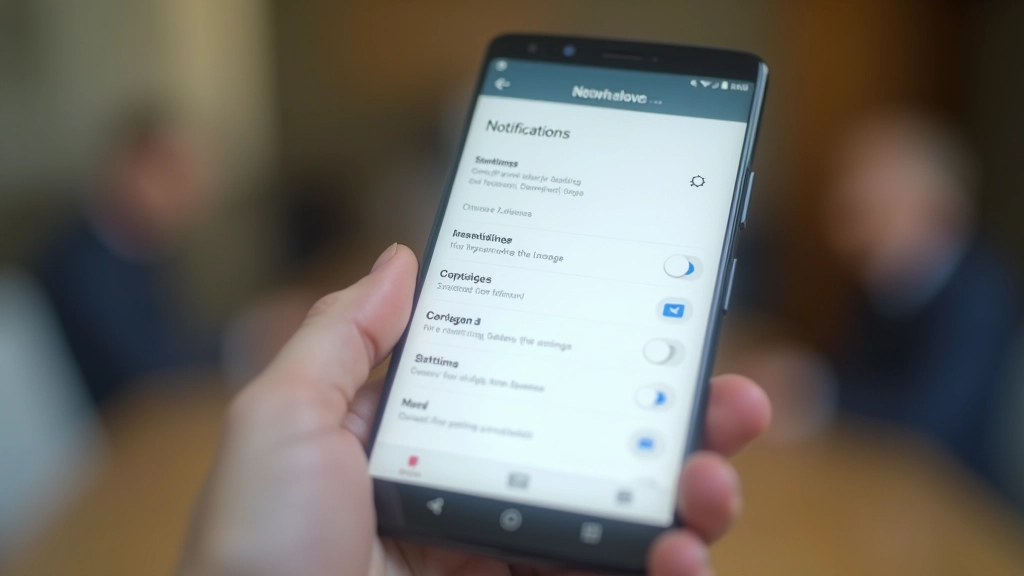 Smartphone showing notification settings with various apps listed and toggle switches for notification control