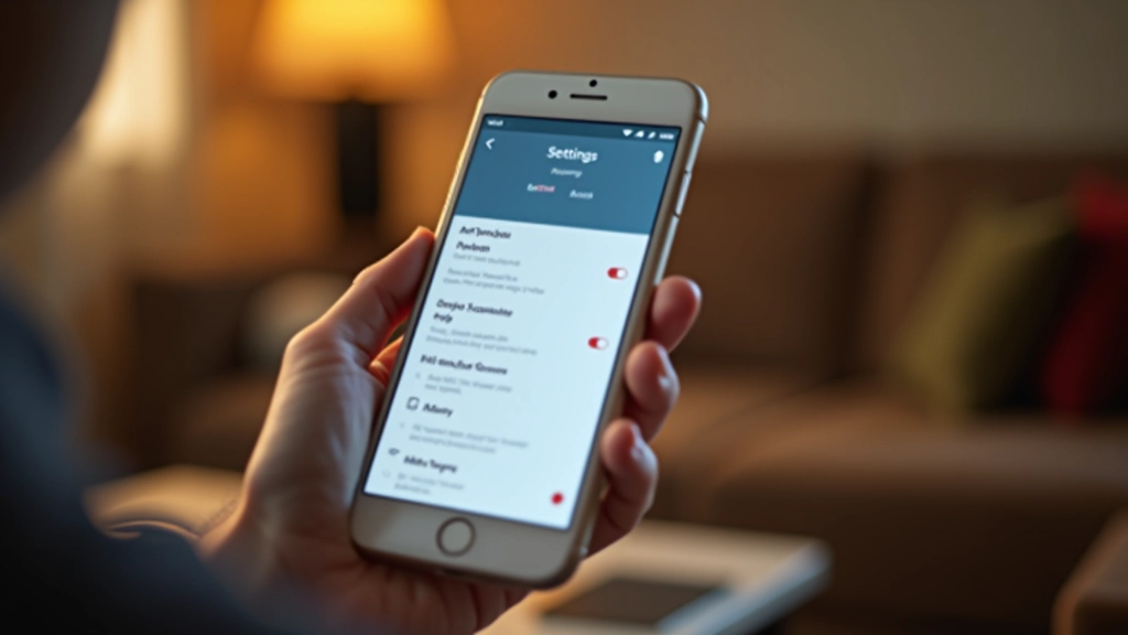 Smartphone screen displaying the settings menu with various options highlighted and ready to adjust