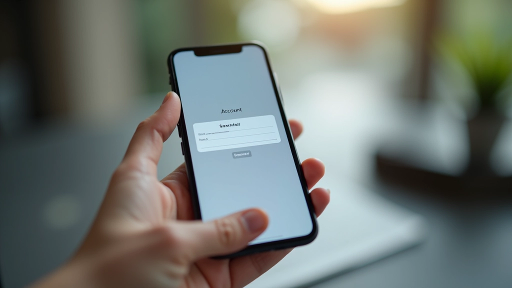 Close-up of smartphone screen showing the account login interface with email input field and secure password entry