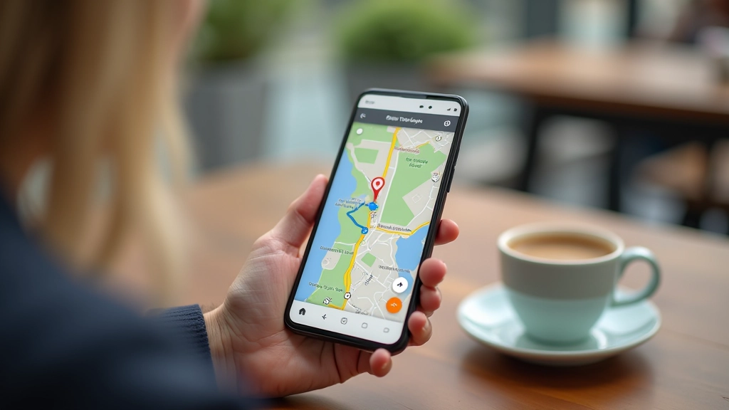 Smartphone displaying a maps application with directions, route markers, and navigation information on the screen