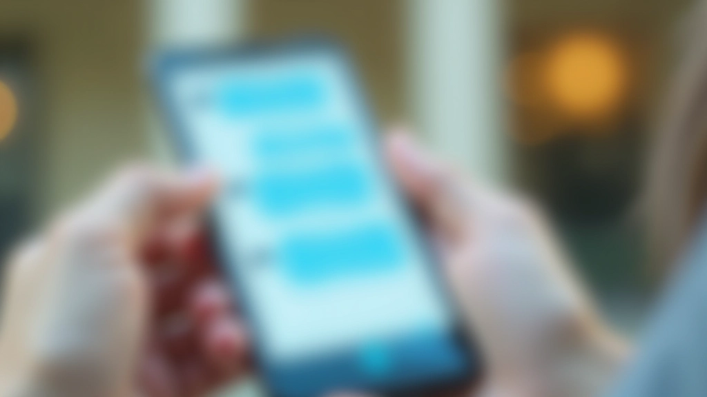 Close-up of phone screen showing messaging app with conversation threads and message bubbles